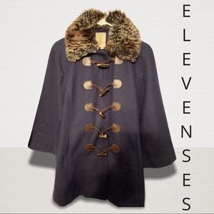 anthropologie Elevenses Fur Neck Pea Coat